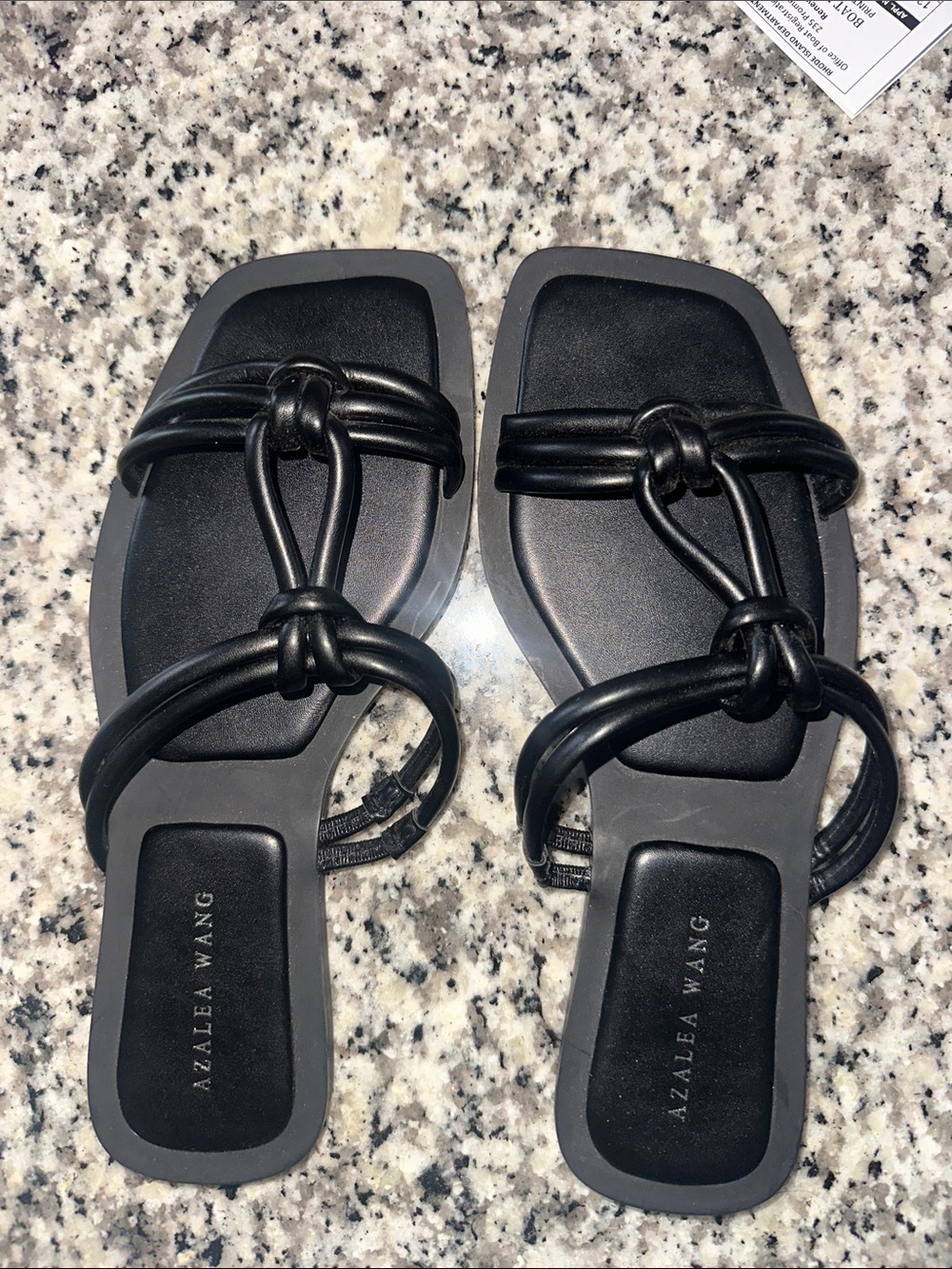 Azalea Wang Black Knotted Strap Flat Sandals
